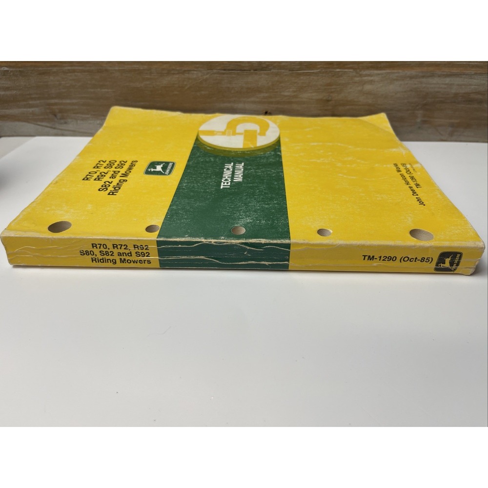John Deere R70 R72  R92 S80 S82 S92 Riding Mowers Technical Manual   TM-1290 - Picture 7 of 8
